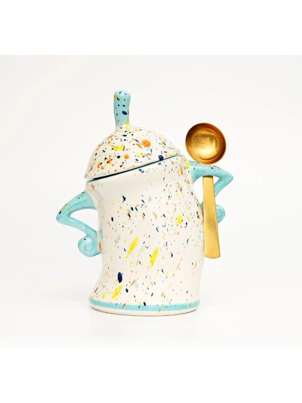 Airtight Ceramic Canister with Spoon - Cute Food Storage for Tea, Coffee, Sugar